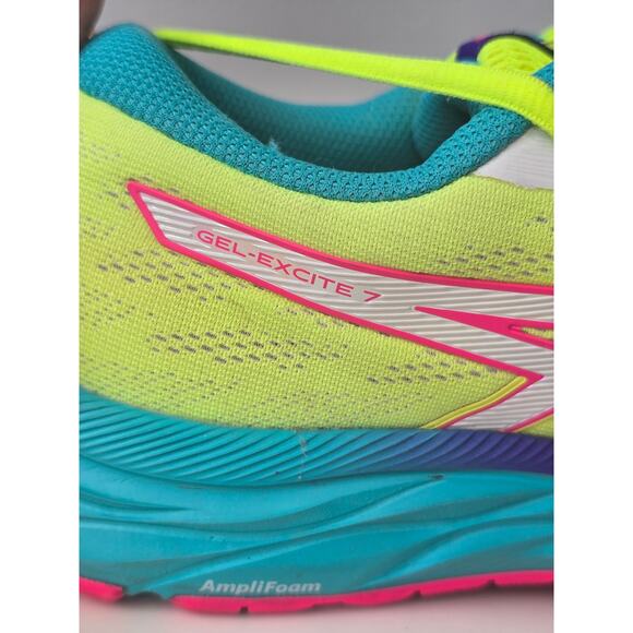 ASICS Gel‑Excite 7 Running Shoes Women's US 8 Yellow Teal Pink Performance Wear - Picture 7 of 9